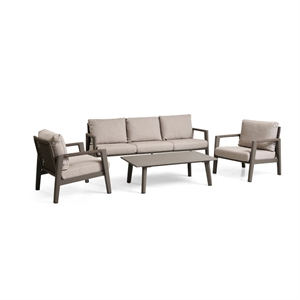 Haiti loungesæt - 1 sofa + 2 stole + 1 loungebord - Brown/Brown melange - Mål: sofa 205 cm.